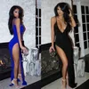 Europe and America sexy night club women s dresses v neck bodycon jumpsuit dresses night out club backless slit dress