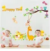 Mooie Kids Slaapkamer Muurstickers Cartoon Varken Tijger Owl Dieren met Tree Monkey Mooie Kleuterschool Muurstickers Nursery School Sticker