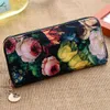Women long Classic Vintage Wallets holders top fashion Ladies Rose PU Leather Zipper Clutch wallet and Credit card Coin holders packet Purse