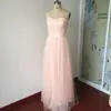 Robe de demoiselle d'honneur rose blush, longueur au sol, longue robe de demoiselle d'honneur, robe de soirée d'invité de mariage, robe semi-formelle, robe convertible, image réelle