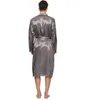 Wholesale-Men Satin Pajama Robe Longwear Bathrobe Lightweight Dressing NightGown with 4 colours
