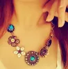 Kvinnor Crystal Flower Pendant Choker Chain Bib uttalande halsband mode smycken # R571