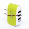 Högkvalitativ 5V 3.1a 3 Port USB-väggladdare ledde US EU-plugg Resa AC Hem Bekväm Power Adapter Candy för iPhone 6s Samsung S7 Universal