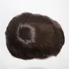 أعلى 8A+ HINDY VIRGIN HAIR 1B ، 2#، 3#، 4#COLOR MEN'S TOUPEE 120 ٪ كثافة 6 "طول الشعر 10 × 8 قاعدة رقيقة الجلد