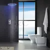 サーモスタットバスルームシャワーミキサーセット20インチLED 3色サーモスタット敏感な降雨トップシャワーヘッド真鍮ハンドシャワー001-20R-3Y