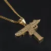 Hip Hop Gun Pendant Necklace For Men Women Iced Out Cz Pendant Cuban Chain Drop Shipping