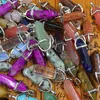 Bulk Charms 6 Sida Pendulum Bullet Amethys Jade Malachite Tiger Eye Natural Stone Hänge Halsband Quartz Crystal Pendant Healing Crystals