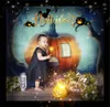 Großes Kürbishaus mit Fenstern, Halloween-Fotohintergründe, Spinnennetz-Stämme, Märchenwald, Kinderfotografie-Hintergrund, Kinderhintergründe