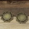 20pcs/lot Mixed style 4style Antique Bronze Flower Round pendant base Cameo Cabochon Base Setting Necklace Penand For Jewlery Making 14*14mm