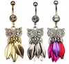 YYJFF D0675 Owl Belly Navel Ring Clear Color