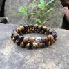 SN0386 Designer 10 mm oeil de tigre bouddha bracelet pierre naturelle perle homme bracelets argent bouddha tête bracelet