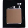 black 6oz stainless steel hip flask in black gift box packing ,Foam inner