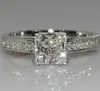 CloseWhole - Tamanho 4-11 Corte princesa Topázio de 1 ct Joias de luxo Simulação de diamantes Gemas de noivado Dedo 263E