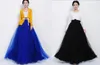 Gros-nouvelles femmes maille mousseline de soie plissée princesse longue maxi taille élastique jupe robe