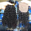 7A Mongolien Coiffure Curly Claitement 44 Fermeture de base de soie avec paquets de cheveux 3pcs Cheveux humains bouclés avec fermeture de la soie 4pcslo8456033