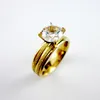 Оптовая женская мода золото классический обручальное годовщина обручальное кольцо кубический цирконий кольца из нержавеющей стали женские ювелирные изделия LR388