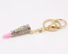 Europe and the United States fashion metal diamond lipstick lipstick key chain bag car pendant key ring R082 Arts and Crafts mix order