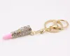 Europa i Stany Zjednoczone Moda Metal Diamond Lipstick Szminka Breloczek Łańcuch Torba Łańcuch Car Key Ring R082 Arts and Crafts Mieszanka Zamów