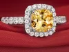 3 Karat Princess Cut Cushion Shape Yellow SONA Synthetic Diamond Engagement Ring A-Ok Bridal Jewelry Gift White Gold Platinum