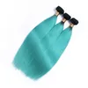 Bleu Ombre Brésilien de Cheveux Humains Tisse Droite Foncé Racine 1B Vert Ombre Vierge Bundles de Cheveux Humains Offres 3 Pcs Lot Brésilien Double Trames