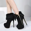 Fashion women high heels keep warm thick fur zip side ankle boots size 34 to 40