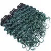 Two Tone Green Deep Wave Haarverlängerung 3 Bundles Deep Wave Curly Green Ombre Peruanisches Reines Menschenhaar Schuss 3 Teile/los