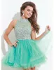 Mint Green Navy Blue Fuchsia Short Prom Dress Sexy Bling Bling Beaded Women Wear Special Occasion Dress Evening Party Dress