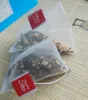 100 Pcs/Lot 5.8*7cm Pyramid Tea Bags Filters Nylon TeaBag Single String With Label Transparent Empty Tea Bags