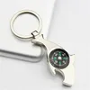 Free Shipping Gift bag wholesale top quality stainless steel Compass Keychain ring Key Holder Chains fashion jewelry promotion