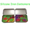 2pcs 5ml silicone dab wax containers with 1pc dabber tool in one iron box ,silicone smoking pipes free shipping DHL