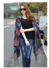 Dames Winter Aztec Hooded Tassel Etnische Boho Jacquard Button Poncho Cape Acryl Wol Sjaal 10 stks / partij