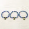 SN1108 Alta Qualidade Handmade Pulseira Azul Aventurine Pulseira Antique Brass Om Buda Lotus Charme Pulseira Melhor Presente Para ele