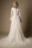 Splendidi abiti da sposa in tulle di pizzo a-line Spring Garden semplici maniche lunghe maniche trasparenti treni zip posteriore abito da sposa taglie forti arabo