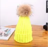 Зимняя мода женщины Шапочка классический плотный вязаный мех Pom Poms Hat женщины Cap зима Шапочка головной убор головной убор headdress Head Warmer высокое качество