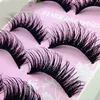 Hurtownie 5 pary Kobiety Lady Natural Eye Lashes Makeup Handmade Grube Fake Cross False Eyelashes Tools