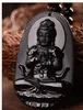 Ciondolo Buddha Collana ossidiana naturale Collana nera pendente testa di buddha per gioielli da donna in giada