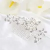 Whole1PC Floral Wedding Tiara Sparkling Silver Plated Crystal Simulated Pearl Bridal Hair Combs Hairpin Jewelry Hair Accessor9245786