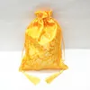 Sacs cadeaux de bijoux en brocart de soie de dragon chinois jaune personnalisé pochettes d'emballage en satin à cordon sac de rangement de fleurs séchées d'épices de lavande 10 pcs/lot 20 x 26 cm