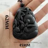 Nova Chegada Moda Real Mão-Esculpida Panda Pendant Lockets Natural Obsidian Colar Fine Jade Jóias Para As Mulheres Homens Venda Livre Corda