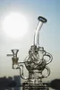 Scientific Glass Triple Cyclone Water Pipes Inline Recycler Glass Bong Thick 3 Arm Dab Oil Rigs Free Shipping