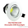 Dimmable LED Downlights COB-försänkta ljusarmaturer LED Tunna ytmonteringsdysgjutna aluminiumspelljus 5W 7W 9W 12W