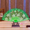 Rose Plastic Frame Lace Silk Hand Fan Chinese Craft Dance Folding Fan 15 Colors 100pcs/lot