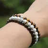 Partihandel 10st / Lot Högkvalitativa Smycken 6mm Vit Howlite Marmor Pärlor med Micro Inlay Black Zircons Spacer CZ Wheel Armband