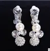 2019 Nowy Koreański Styl Bridal Jewelry Naszyjnik Earclip Kolczyk Zestaw Dziewczyna Prom Cocktail Party Wieczór Rhinestone Perły na stanie Tanie 1106