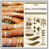 Temporary tattoo Gold tattoo Flash Tattoos Leaf Tatoos Metallic Sexy Products jewelry Henna Tatoo Body Art tattoo stickers 14*25cm