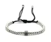 Bijoux en gros de haute qualité 4mm plaqué or véritable perles rondes carré Micro incrustation zircon tressé macramé Bracelet Bracelet