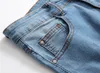 Sıcak 2017 Mavi Delik Yırtık Kot Erkekler Ile Kovboy Sıska Ünlü Tasarımcı Marka Slim Fit Tahrip Torn Jean Pantolon Için Erkek