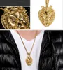 Classical Design Men's Best Jewelry Gift Large 316L Stainless steel Biker Gold Crown Lion Head Pendants Necklace XMAS Gifts