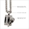 High Quality 18K Gold Plated Mens Hip Hop Rhinestone Golden Cassette Tape Pendants Twisted Chain Long 80cm Necklace Women Rock Rap Punk