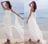 Summer Chiffon Beach Wedding Dress with Sweetheart Pärlad mantel Ankle Längd veckad rygglös brudklänningar Vestido de Novia